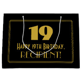 19誕生日—インスパイアアールデコの「19」の外観と名前 ラージペーパーバッグ