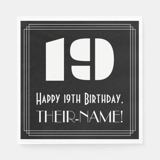 19誕生日:インスパイアアールデコ検索"19" +名前 スタンダードランチョンナプキン (正面)