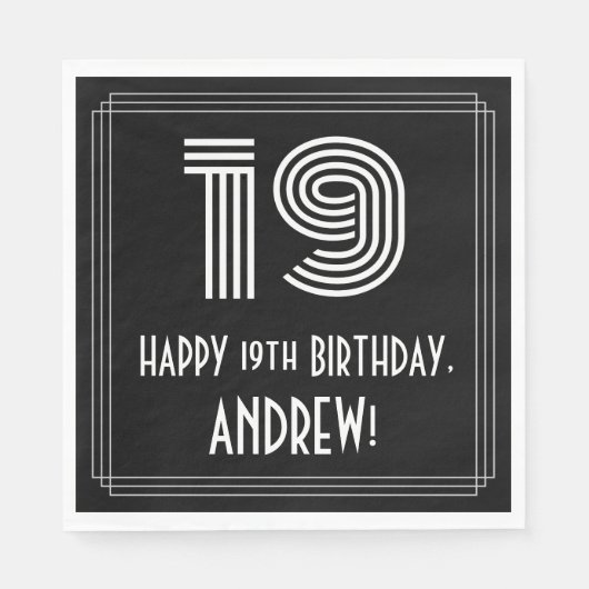 19誕生日:インスパイアアールデコ検索"19" +名前 スタンダードランチョンナプキン (正面)