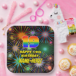 19誕生日:カラフルおもしろい祝賀花火 ペーパープレート