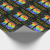 19誕生日:カラフル音楽シンボル、レインボー19 ラッピングペーパー (角)