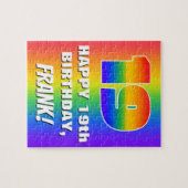 19誕生日: カラフル、おもしろいレインボーパターン# 19 ジグソーパズル (横)