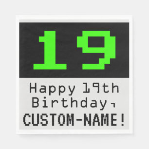 19誕生日 – ネディ/オタク系のスタイル「19」と名前 スタンダードランチョンナプキン