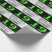 19誕生日 – ネディ/オタク系のスタイル「19」と名前 ラッピングペーパー (角)