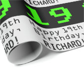 19誕生日 – ネディ/オタク系のスタイル「19」と名前 ラッピングペーパー (ロールコーナー)