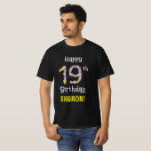 19誕生日:フローラ花数"19" +名前 Tシャツ (正面フル)