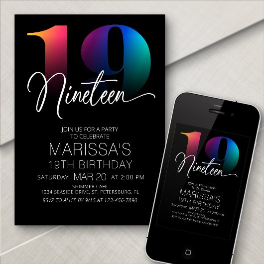19誕生日 モダン 招待状