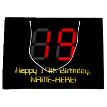19誕生日：レッドデジタルクロックスタイル"19" +名前