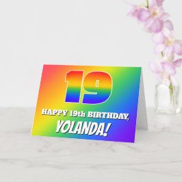 19誕生日:数々の色のレインボーパターン# 19 カード