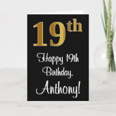 19誕生日~豪華エレガントなフェイク金ゴールド外観# カード (正面)