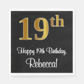 19誕生日~豪華エレガントなフェイク金ゴールド外観# スタンダードランチョンナプキン (正面)