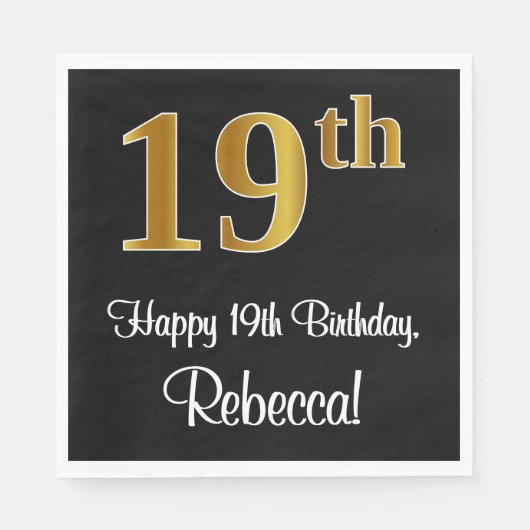 19誕生日~豪華エレガントなフェイク金ゴールド外観# スタンダードランチョンナプキン (正面)