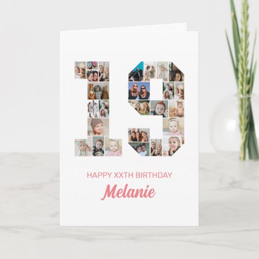 19誕生日Number 19写真集パーソナライズされた カード (正面)