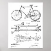 1900チェーンレス自転車デザイン特許プリント ポスター (正面)