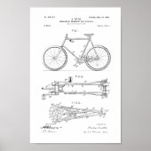 1900ヴィンテージ自転車特許プリントカスタマイズ色 ポスター (正面)