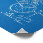 1900ヴィンテージ電動自転車特許ブループリント技術 ポスター (角)