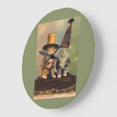 1900匹の猫が帽子をかぶったRPPC ラージ壁時計 (傾斜)