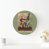 1900匹の猫が帽子をかぶったRPPC ラージ壁時計 (ホーム)