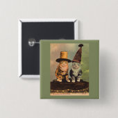 1900匹の猫が帽子をかぶったRPPC 缶バッジ (正面&裏面)