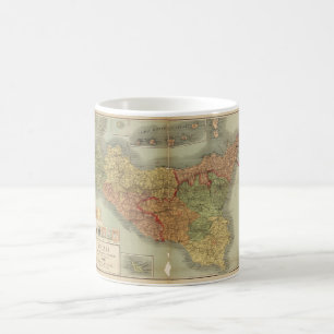 1900年からのシシリーの古い地図(Siciliaのcarta) コーヒーマグカップ