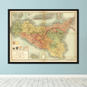 1900年からシチリアの古い地図（シチリア・カルタ） キャンバスプリント (インサイチュ (ウッドフロア))