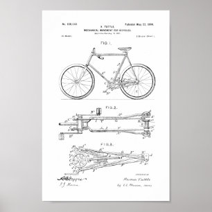1900年のヴィンテージの自転車のパテントのプリントは色をカスタマイズ ポスター