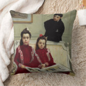 1900年の少年姉妹の家族ポートレート クッション (ブランケット)