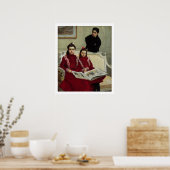 1900年の少年姉妹の家族ポートレート ポスター (キッチン)