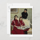 1900年の少年姉妹の家族ポートレート ポストカード (正面/裏面)