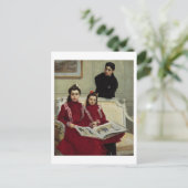 1900年の少年姉妹の家族ポートレート ポストカード (スタンド正面)