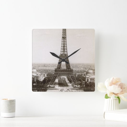 1900年エッフェル塔の眺め スクエア壁時計 (ホーム)