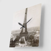 1900年エッフェル塔の眺め スクエア壁時計 (傾斜)