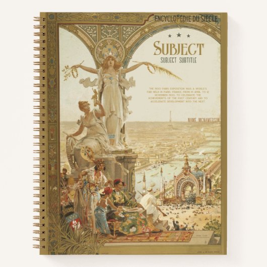 1900年パリ展ポスターブレットジャーナル ノートブック (正面)