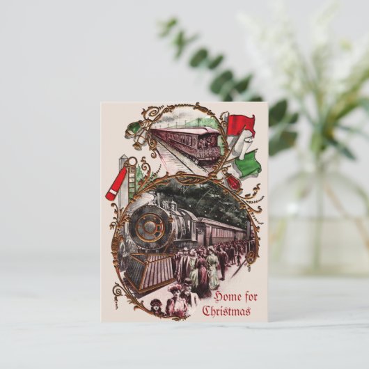 1900年代のクリスマス列車のホーム シーズンポストカード (スタンド正面)