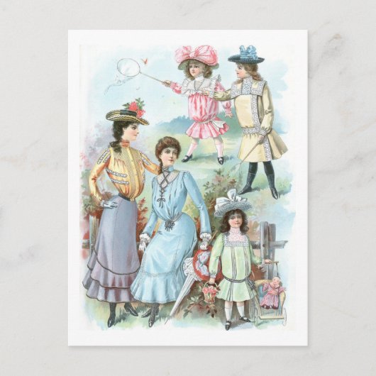 1900年代のファッション帽子 ポストカード (正面)