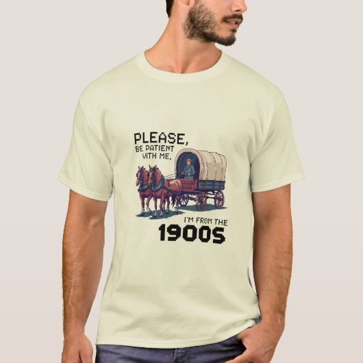 1900年代のワゴンおもしろいピクセ Tシャツ (正面)