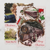 1900年代の列車に乗ってクリスマスを祝うホーム フォトカード シーズンカード (正面/裏面)