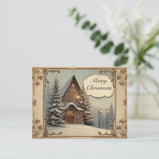 1900年代の初めのアンティーククリスマスホリデーモチーフ シーズンポストカード (スタンド正面)