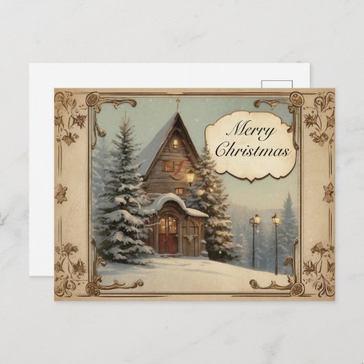 1900年代の初めのアンティーククリスマスホリデーモチーフ シーズンポストカード (正面/裏面)