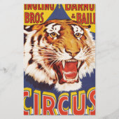 1900年代の古オリジナルヴィンテージのタイガーサーカスポスター 便箋 (正面)