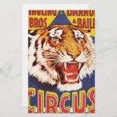 1900年代の古オリジナルヴィンテージのタイガーサーカスポスター 便箋 (正面/裏面)