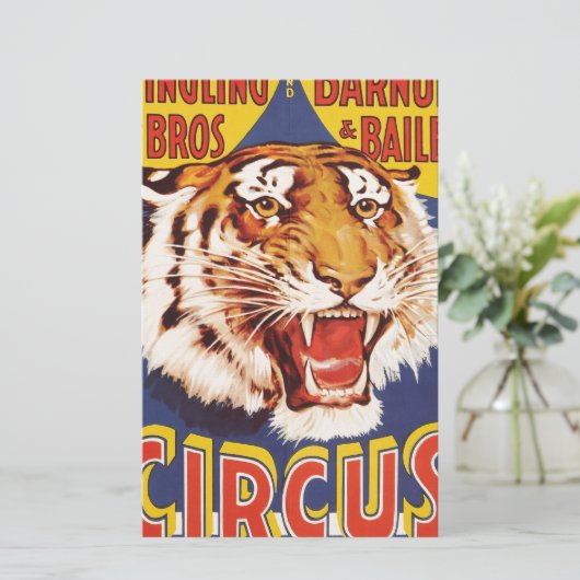 1900年代の古オリジナルヴィンテージのタイガーサーカスポスター 便箋 (スタンド正面)