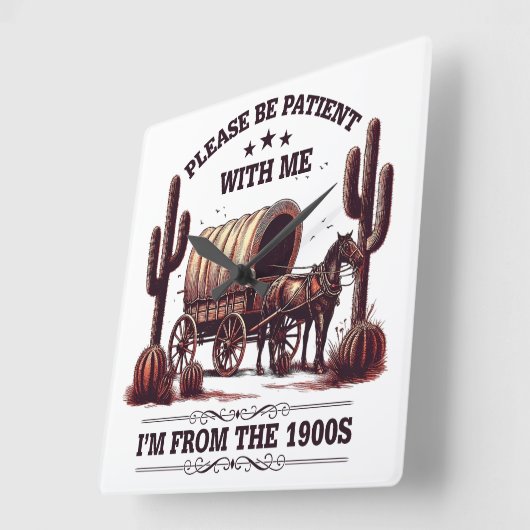 1900年代の私に我慢して下さいおもしろい スクエア壁時計 (傾斜)