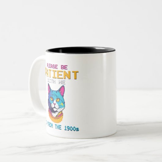 1900年代の私に我慢して下さい ツートーンマグカップ (正面左)