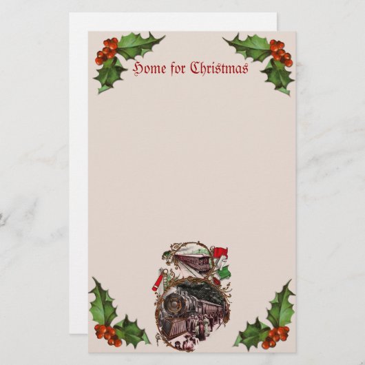 1900年代クリスマストレイン文房具ホーム 便箋 (正面/裏面)