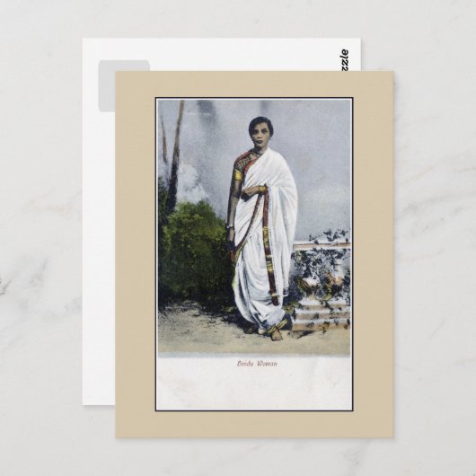 1900年代ヴィンテージインド、ヒンズー教の女性 ポストカード (正面/裏面)