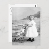 1900年代初めの少女と彼女の人形 ポストカード (正面/裏面)