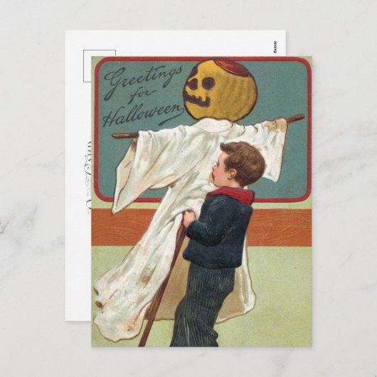 1900年代初期のヴィンテージハロウィーンの挨拶 シーズンポストカード (正面/裏面)