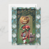 1900年代初期のヴィンテージハロウィーンの挨拶 シーズンポストカード (正面/裏面)