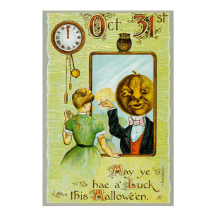 1900年代初期のヴィンテージハロウィーンの挨拶 ポスター